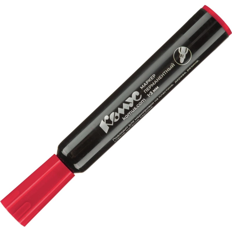 Маркер перманентный КОМУС красный 1-3мм кругл. наконечник