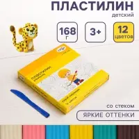 Пластилин 12 цветов 168 г, &laquo;Гамма Юный художник&raquo;, со стеком