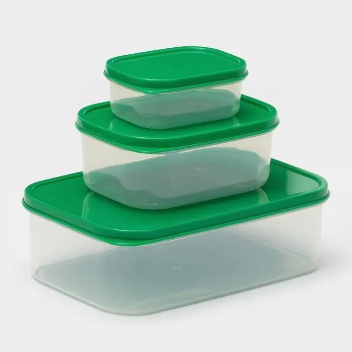 Набор контейнеров пищевых прямоугольных Доляна, 3 шт: 150 мл, 500 мл, 1,2 л, цвет зелёный Набор контейнеров пищевых прямоугольных Доляна, 3 шт: 150 мл, 500 мл, 1,2 л, цвет зелёный