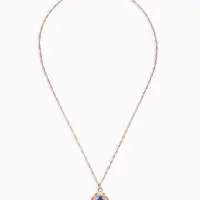 Гарнитур 3 предмета: серьги, кулон, кольцо безразмерное &laquo;Эдель&raquo;, ажурный овал, син в золоте, 45 см