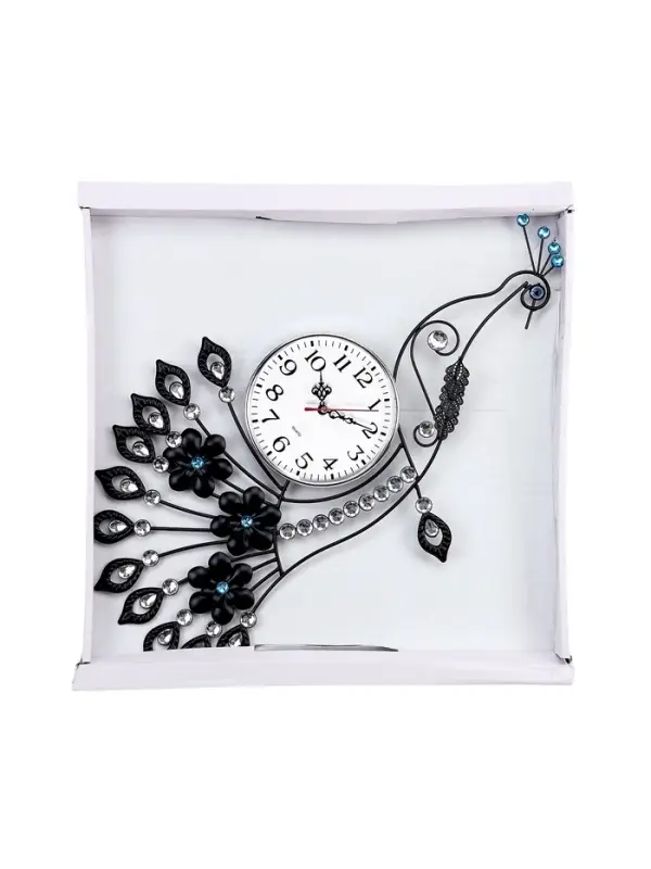 Часы настенные интерьерные &laquo;Павлин со стразами&raquo;, серия: Ажур, бесшумные, плавный ход, 46&times;47.5 см, d=15 см, от батарейки 1&times;АА