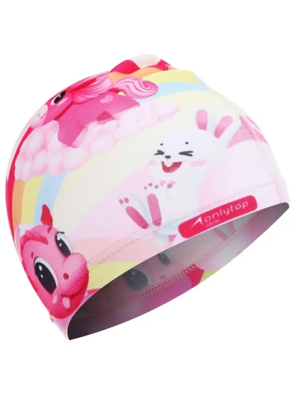 Шапочка для плавания детская ONLYTOP Cute, тканевая, обхват 46-52 см