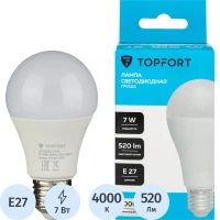 Лампа светодиодная Topfort E27 7W 4000K груша