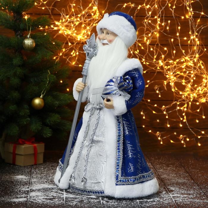 Дед Мороз Дед Мороз "В синей шубе, с посохом и подарками" 24х50 см