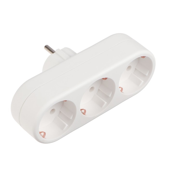 Тройник электрический REXANT, 16 А, с з/к, линейный, белый Тройник электрический REXANT, 16 А, с з/к, линейный, белый