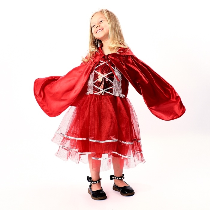 Карнавальный костюм  Карнавальный костюм "Красная шапочка" рост 104-134 см, платье, накидка