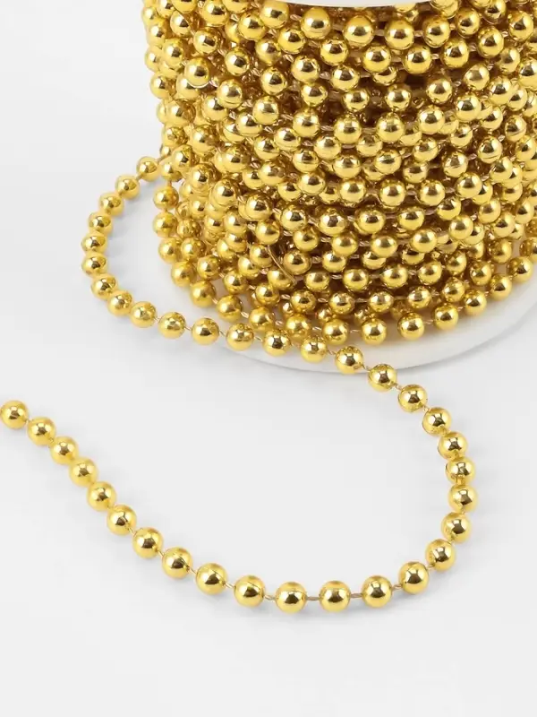 Бусы на нитях, 4 мм, 9&plusmn;1 м, цвет золотой