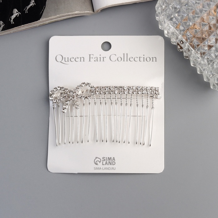 Гребень для волос  Гребень для волос "Медея" бант мини, 7х3,5 см, серебро