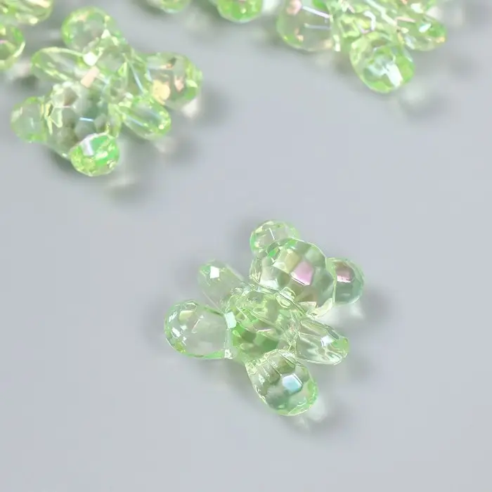 Бусина пластик для творчества "Мишка" зелёная 3,1х3х1,5 см