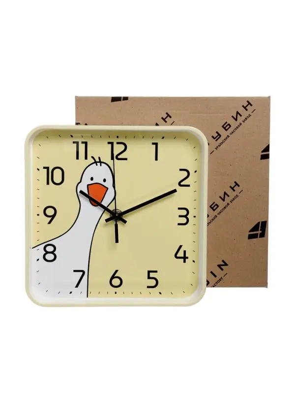 Часы настенные  Часы настенные "Гусь", детские, плавный ход,  19х19см, желтые