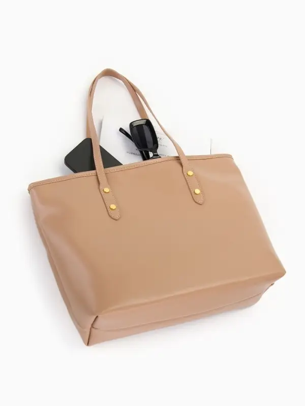 Сумка-шопер женская на молнии, размер 30.5&times;12&times;27 см, однотонная, бежевая