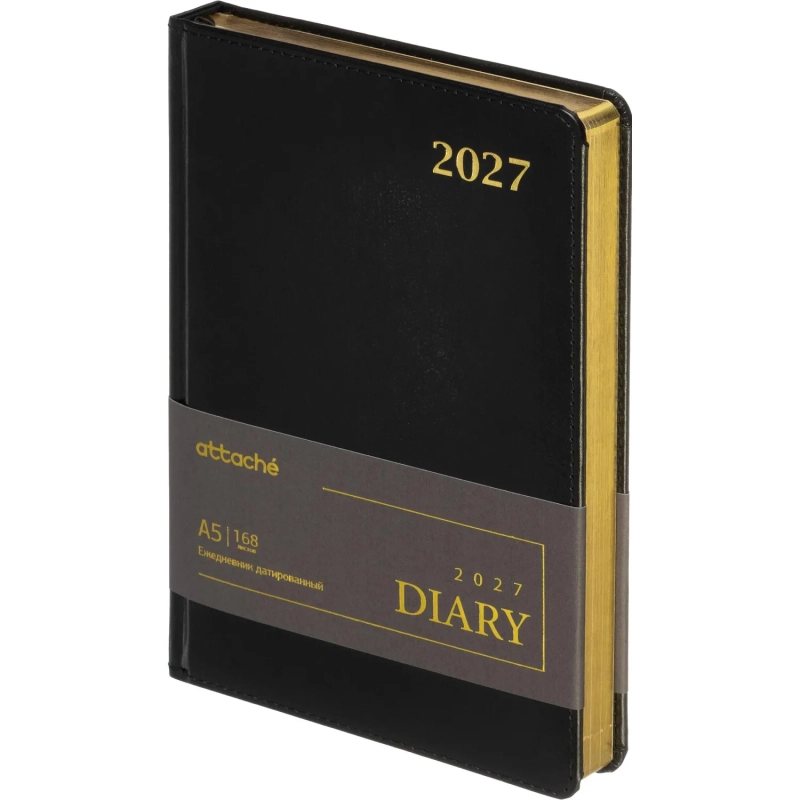 Ежедневник датированный 2027 Attache А5 168л 143x210 черн (золотист срез)