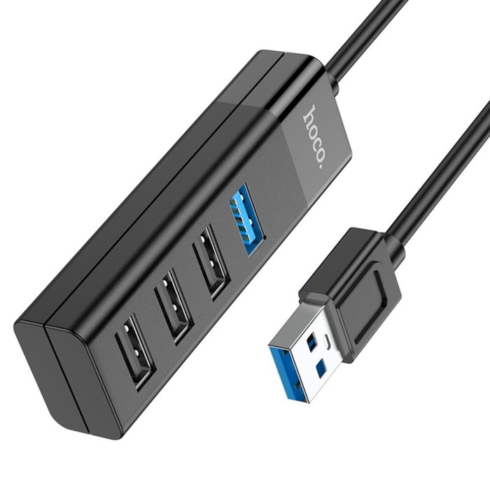 Адаптер Hoco HB25, 4 в 1, USB to USB3.0/USB2.0*3, длина кабеля 30 см, чёрный Адаптер Hoco HB25, 4 в 1, USB to USB3.0/USB2.0*3, длина кабеля 30 см, чёрный