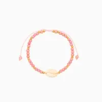 Браслет "Моана" камень пирит, длина 16 см, цв. розовый