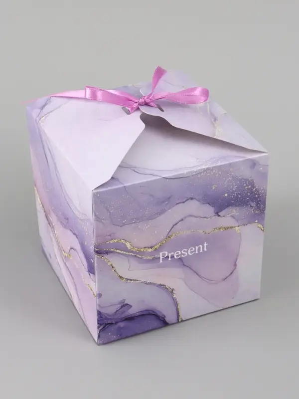 Коробка подарочная самосборная Present, 12&times;12&times;12 см, с лентой