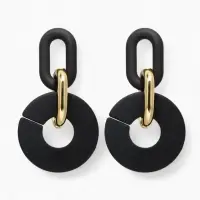 Серьги металл &laquo;Цепь&raquo; кольца, 3 звена, цвет золотисто-чёрный