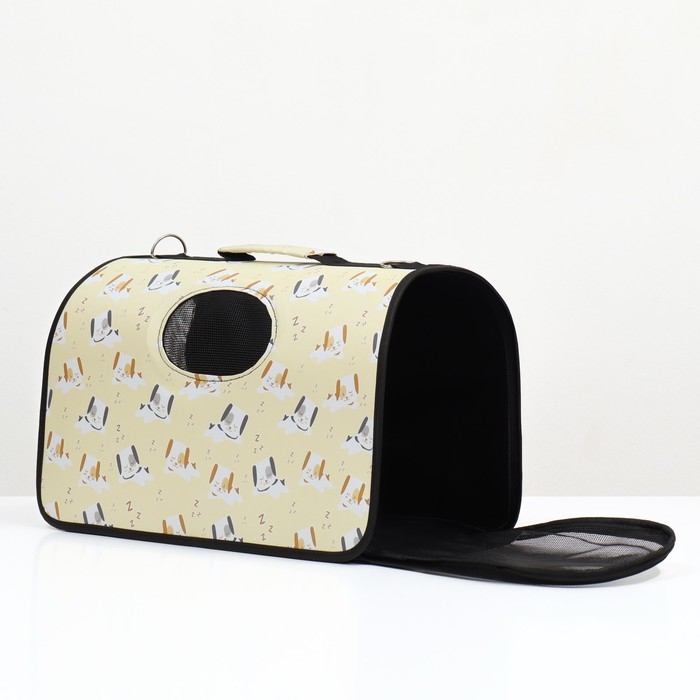 Сумка - переноска животных Сумка - переноска животных "Щенки", бежевая, размер S, 37,5 х 17 х 22 см