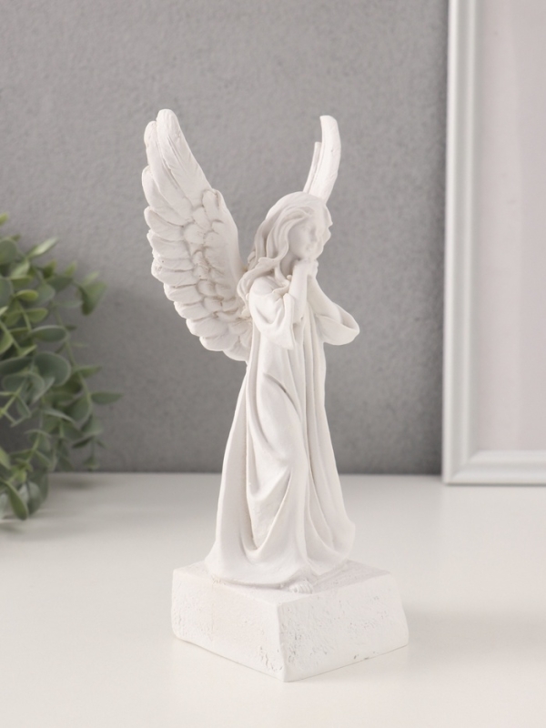Сувенир полистоун "Белоснежный ангел-девушка в платье"  21х10,5х6,5 см