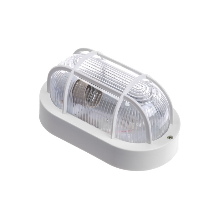 Светильник НБП, под лампу, IP54, 220 В, овал с решеткой, пластик, белый Светильник НБП, под лампу, IP54, 220 В, овал с решеткой, пластик, белый