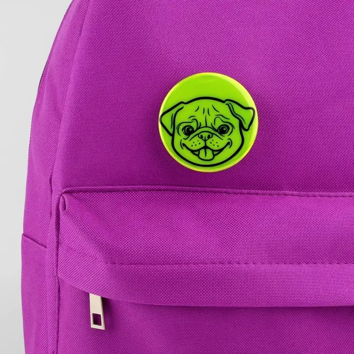 Светоотражающий значок «Мордочка мопса», d=5.8 см, МИКС Светоотражающий значок «Мордочка мопса», d=5.8 см, МИКС