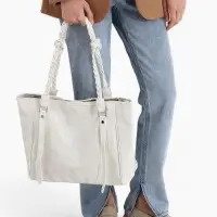 Сумка - шоппер женская на молнии, 44&times;10&times;29 см, однотонная, белая