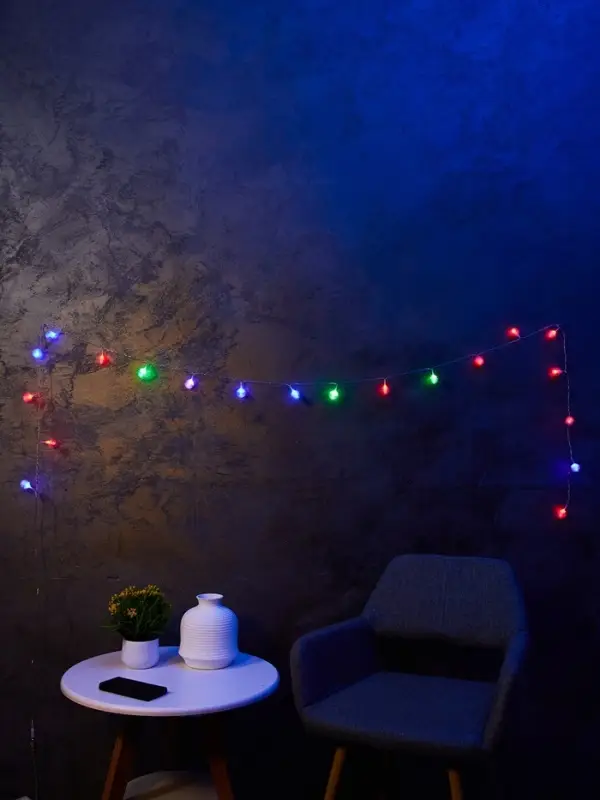 Гирлянда &laquo;Нить&raquo; 3 м с насадками &laquo;Ёжики&raquo;, IP20, прозрачная нить, 20 LED, свечение мульти (RG/RB), мигание, USB