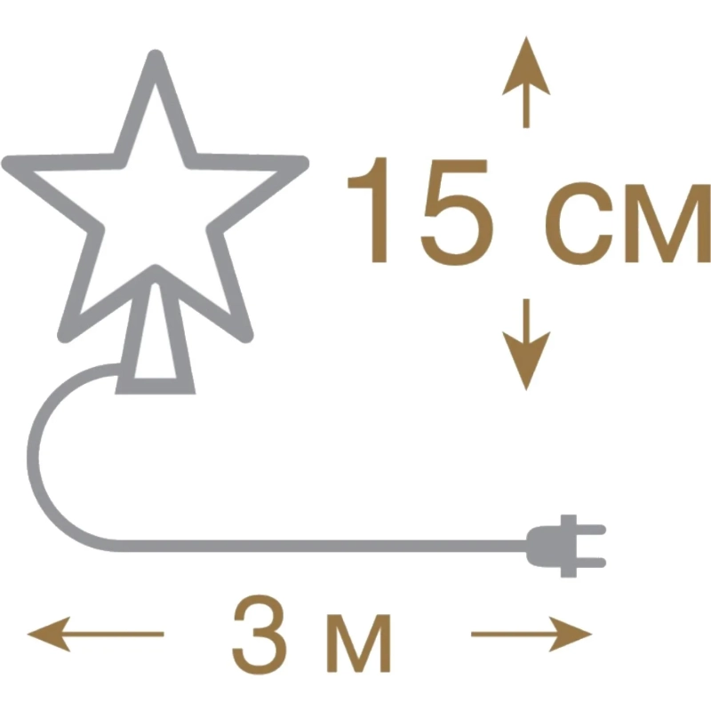 Верхушка Звезда красная 10 красных led, 15x15 см, 220 v /20 55097