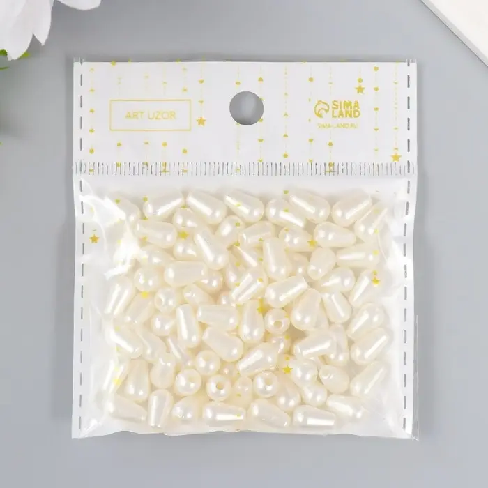 Бусины для творчества пластик «Вытянутый жемчуг» набор 15 г 1×0.8 см