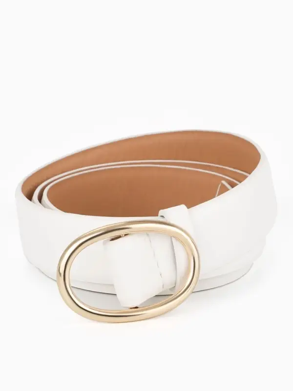 Ремень женский, затяжка, 3&times;110 см, пряжка золотистая, без винта, белый