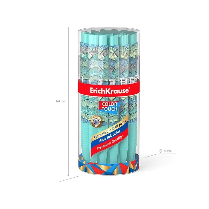 Ручка шариковая автоматическая ErichKrause ColorTouch Emerald Wave, узел 0.7 мм, тонкое письмо, корпус Soft Touch, корпус с дизайном, чернила синие Ручка шариковая автоматическая ErichKrause ColorTouch Emerald Wave, узел 0.7 мм, тонкое письмо, корпус Soft Touch, корпус с дизайном, чернила синие