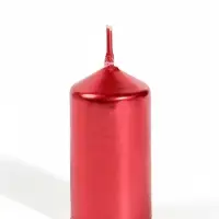 Свеча столбик, набор 4 шт., 3.8&times;7.5 см, красный металлик