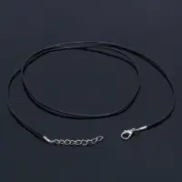 Шнурок каучуковый, неполый, 50 см, d=1.5 мм, чёрный в серебре