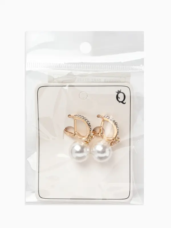 Серьги с жемчугом &laquo;Грейс&raquo;, две бусины, белые в золоте, шар №20