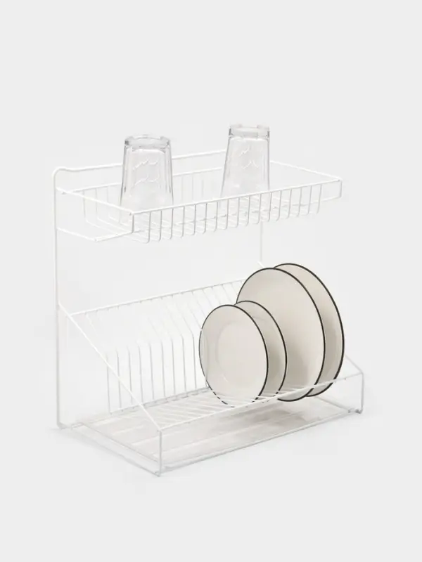 Сушилка для посуды с поддоном, 38.5&times;38.5&times;24 см, белый