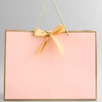 Пакет подарочный, ламинированный, розовый, с бантом, 43&times;32&times;14 см