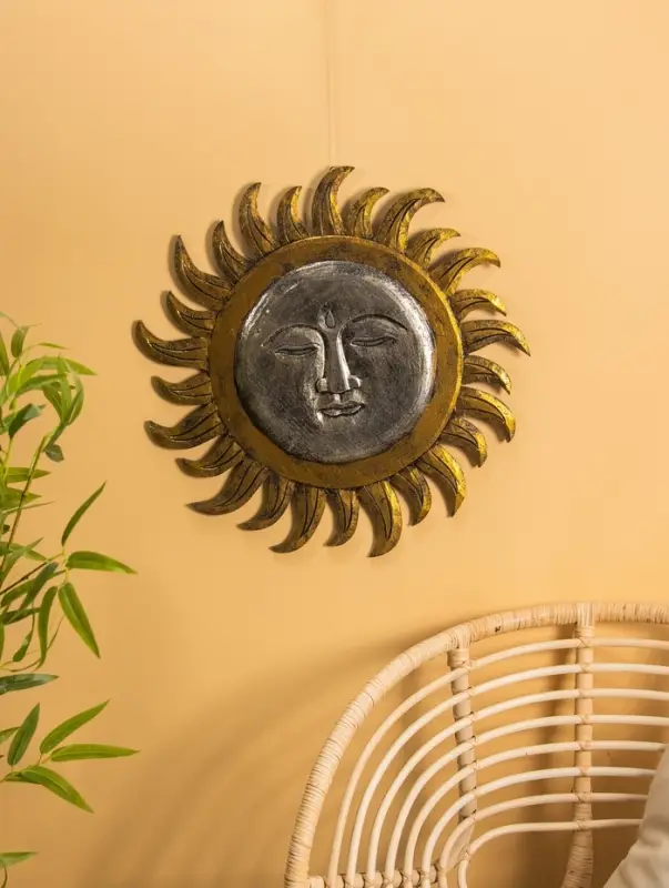 Панно "Солнце" МДФ, 60х60х2 см, цв. золото/серебро