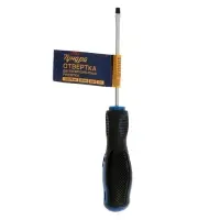 Отвертка шлицевая ТУНДРА, CrV, хром, магнит, двухкомпонентная рукоятка, SL3 х 75 мм