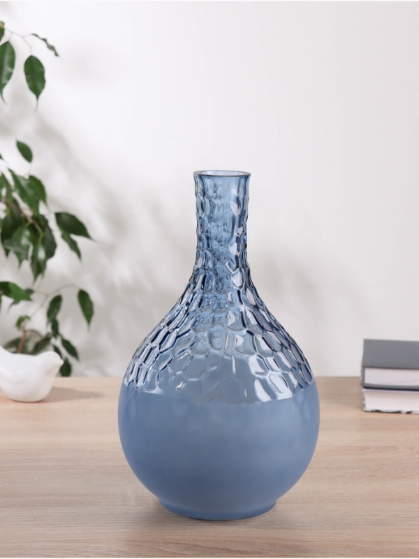 Ваза стекло настольная  Ваза стекло настольная "Розмари" d-4.5 см, h-27х16 см, синий