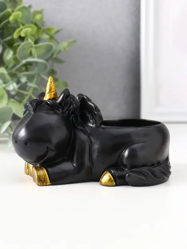 Подставка под мелочей «Единорог», 8×12×9 см, чёрная