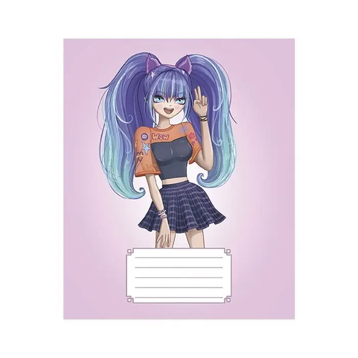 Тетрадь 18 листов в клетку Calligrata "Аниме 07", обложка мелованная бумага, ВД-лак, блок офсет, белизна 95%, МИКС