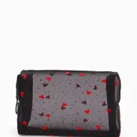 Косметичка дор Сердца, сетка 18*7,5*10, отд на молнии, черный Косметичка дор Сердца, сетка 18*7,5*10, отд на молнии, черный