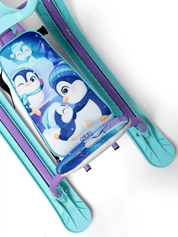 Снегокат &laquo;Twiny1+&raquo; с пингвинятами, со спинкой, голубой, фиолетовый, TW1+/П Nika Kids