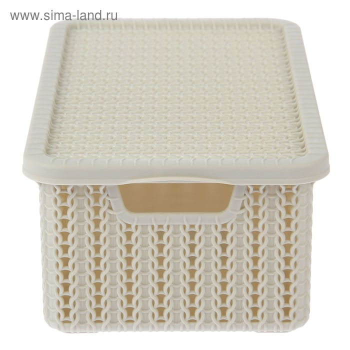 Корзина для хранения с крышкой «Вязание», 3 л, 26,5×15×10 см, цвет белый Корзина для хранения с крышкой «Вязание», 3 л, 26,5×15×10 см, цвет белый