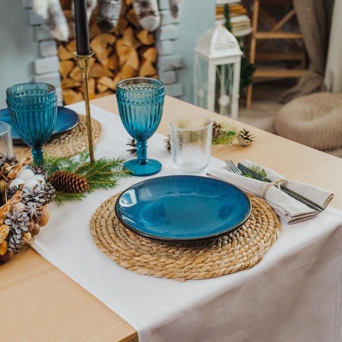 Тарелка керамическая обеденная «Лунная тропа», d=21 см, цвет синий Тарелка керамическая обеденная «Лунная тропа», d=21 см, цвет синий