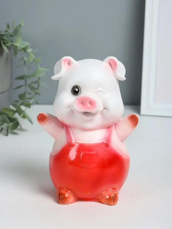 Копилка "Поросенок счастливый" 18 см, белый