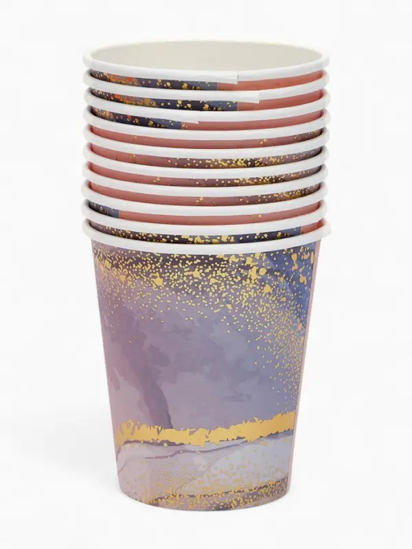 Набор стаканов мрамор розовый 250 мл (10 шт) Набор стаканов мрамор розовый 250 мл (10 шт)