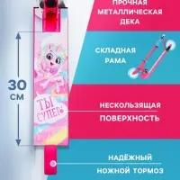 Самокат-снегокат 2 в 1 Snow Cat, колёса 120 мм, голубой, розовый