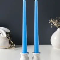 Набор свечей античных 25 см, 2 шт., 58 г, 7 ч, пастельно-голубой