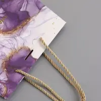 Пакет подарочный "Мрамор", фиолетовый с бантиком, 19 х 15 х 7 см