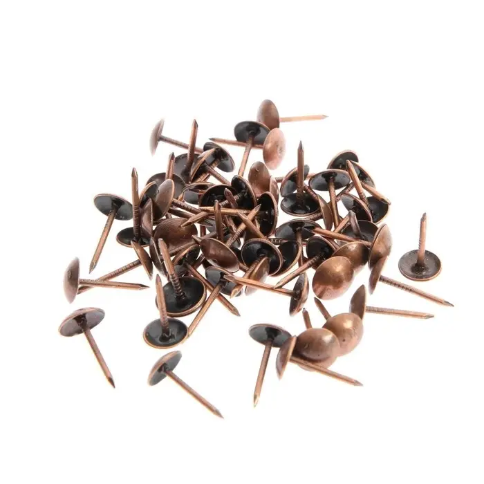 Гвозди ТУНДРА, декоративные, обивочные, 8×15 мм, медь, фасовка 50 шт.
